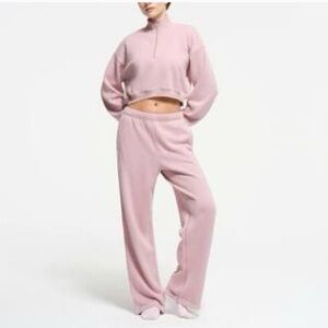 skims half zip Cotton Fleece Cropped Pullover, Dusk